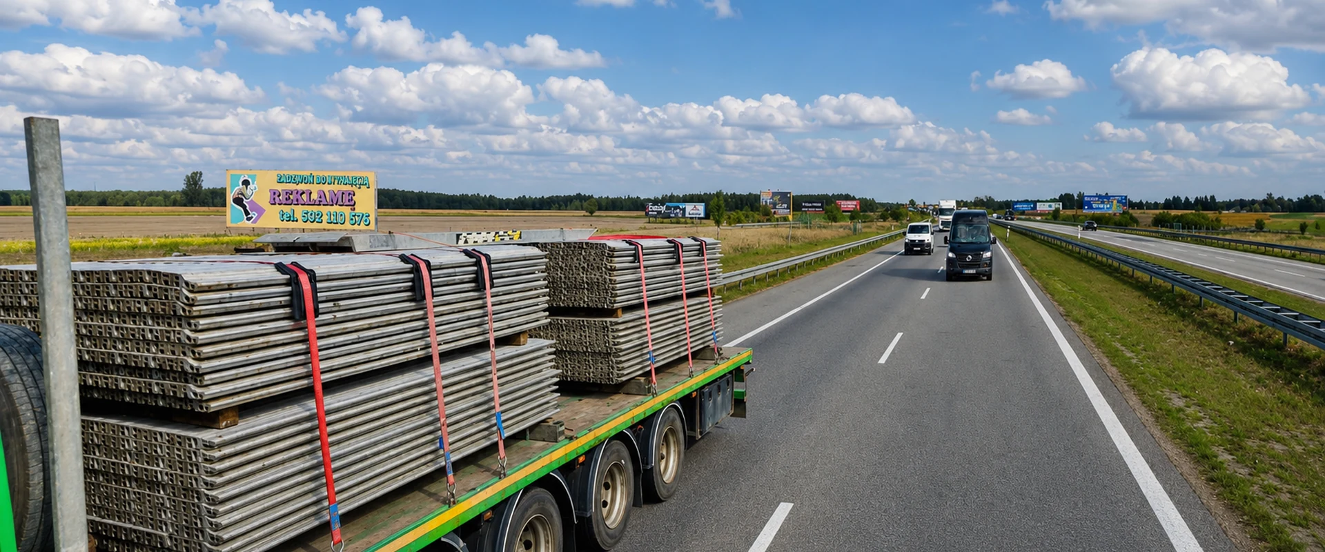 Billboard reklamowy przy autostradzie A2 w Łagowie widoczny z trasy